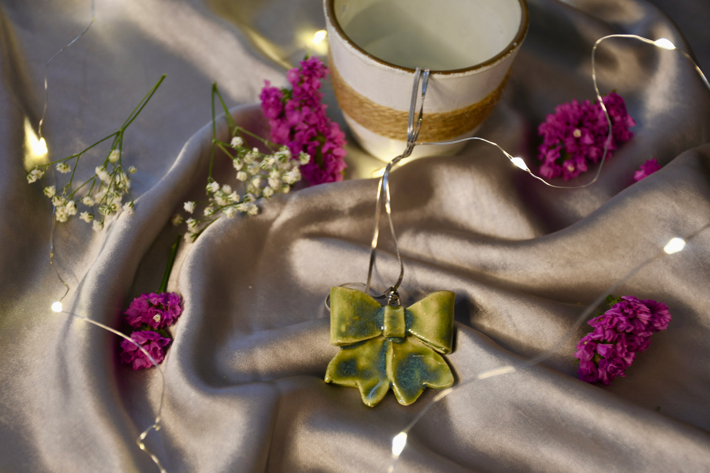 Beautifully Handcrafted Green Ceramic Necklace