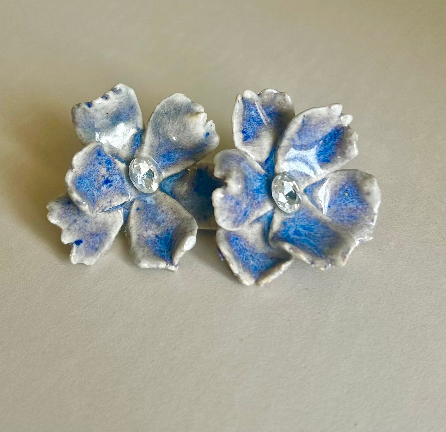 Fully Handmade Blue Ceramic Earrings