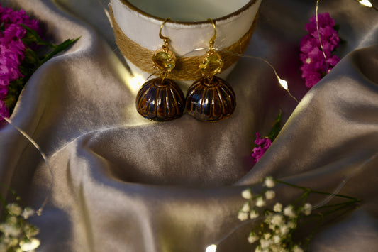 Fully Handmade Dark Bronze Ceramic Earrings