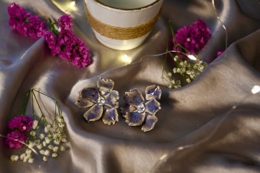 Fully Handmade Blue Ceramic Earrings