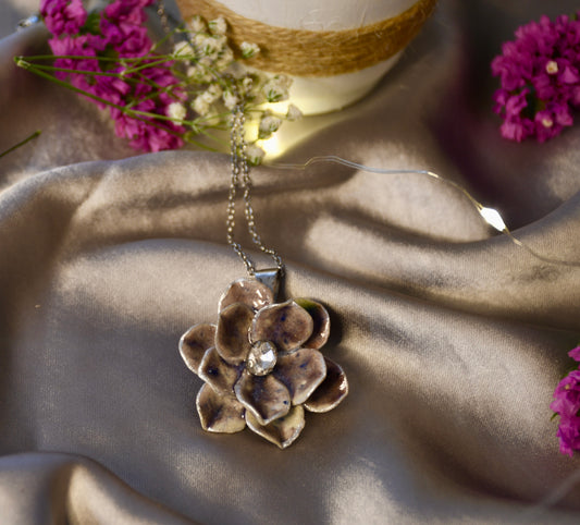 Beautifully Handcrafted Blue and Silver Ceramic Necklace