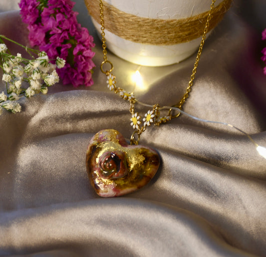 Beautifully Handcrafted Multi Coloured Heart Ceramic Necklace