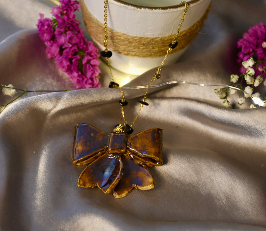 Beautifully Handcrafted Dark Bronze Ceramic Necklace