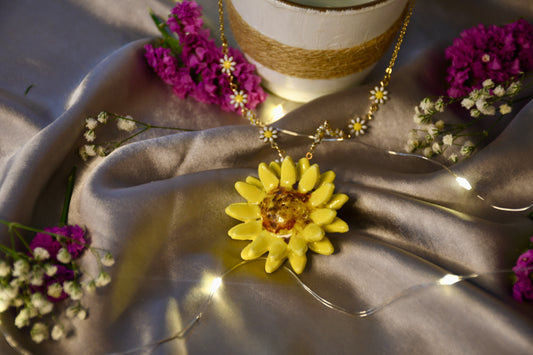 Beautifully Handcrafted Yellow Ceramic Necklace