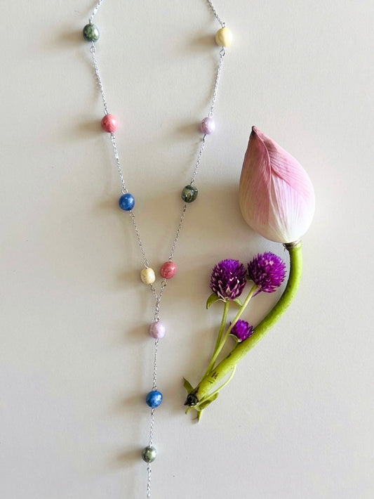 Sana Handmade Iridescent Porcelain Vegan Pearls Necklace
