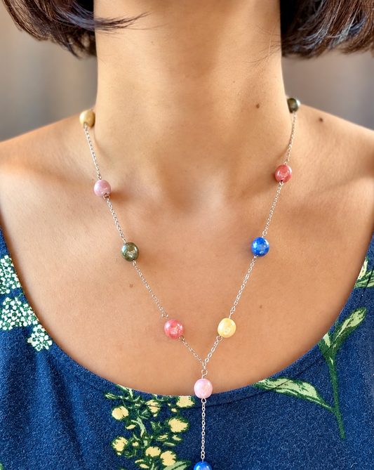 Sana Handmade Iridescent Porcelain Vegan Pearls Necklace